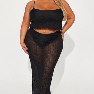 Fashion Nova Mesh Black Skirt Set